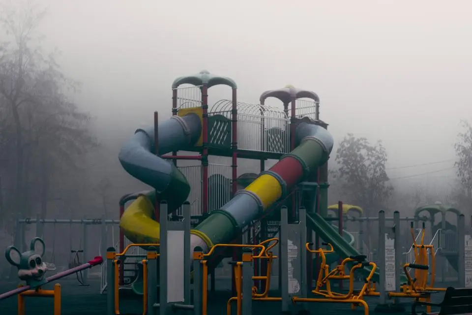 Wood play set & slide